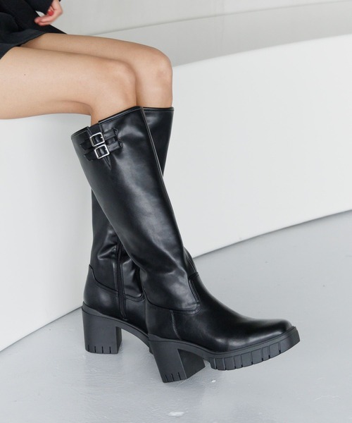 PAGEBOY（ページボーイ）の「サイドバックルロングブーツ（ブーツ・レディース・ブラウン/ブラック・MEDIUM/LARGE）」の5枚目の写真