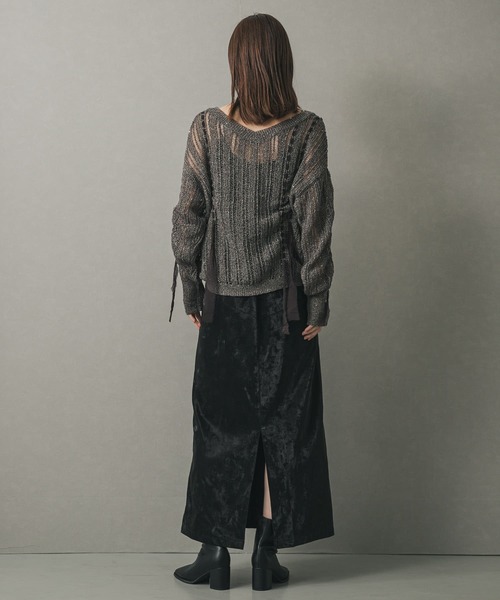 SENSE OF PLACE by URBAN RESEARCH(センスオブプレイスバイアーバンリサーチ)の「メッシュテープニット(ニット/セーター・レディース・ブラウン/パープル/アイボリー・ONE)」の7枚目の写真