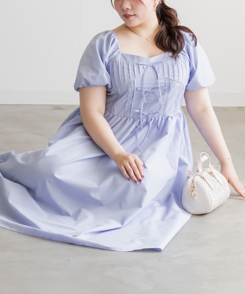 CLETTE(クレット)の「CLETTEオリジナルレース使いピンタックワンピース(ワンピース・レディース・ブルー/ブラック/ブラック系その他・LL/3L/4L)」の18枚目の写真