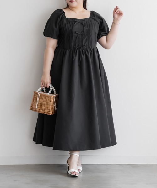 CLETTE(クレット)の「CLETTEオリジナルレース使いピンタックワンピース(ワンピース・レディース・ブルー/ブラック/ブラック系その他・LL/3L/4L)」の7枚目の写真