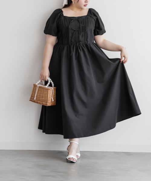 CLETTE(クレット)の「CLETTEオリジナルレース使いピンタックワンピース(ワンピース・レディース・ブルー/ブラック/ブラック系その他・LL/3L/4L)」の6枚目の写真