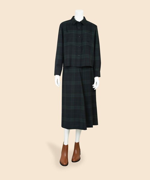 BROOKS BROTHERS(ブルックスブラザーズ)の「ウール/ポリエステル ブラックウォッチ ミディスカート(スカート・レディース・ネイビー・6/4/2/0/8)」の3枚目の写真