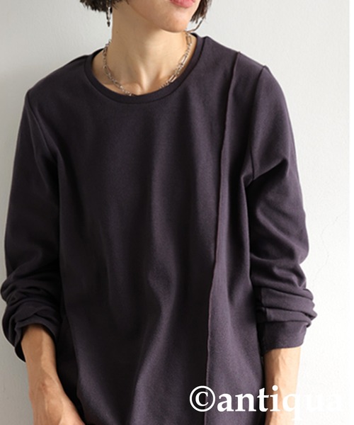 antiqua(アンティカ)の「シュッと美 メロウデザイン トップス(Tシャツ/カットソー・レディース・ブルー系その他/グリーン系その他/グレー系その他/ブラック系その他/ホワイト系その他/ダークグレー/アイボリー/グリーン/ブルー/ブラック・P/R)」の7枚目の写真
