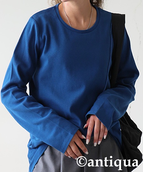 antiqua(アンティカ)の「シュッと美 メロウデザイン トップス(Tシャツ/カットソー・レディース・ブルー系その他/グリーン系その他/グレー系その他/ブラック系その他/ホワイト系その他/ダークグレー/アイボリー/グリーン/ブルー/ブラック・P/R)」の10枚目の写真