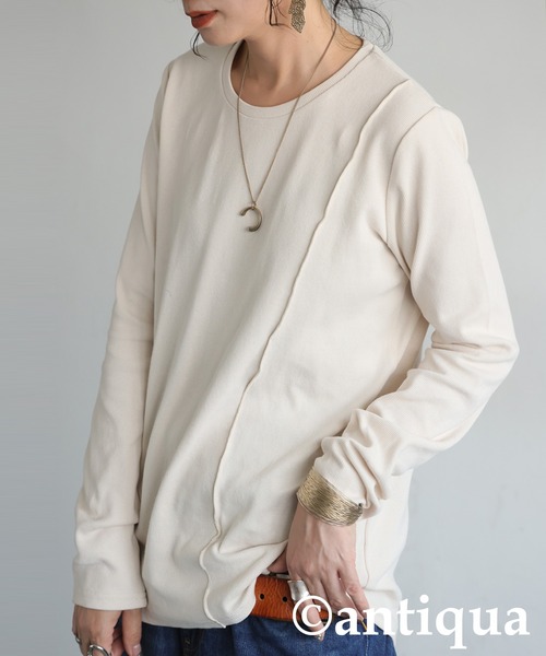 antiqua(アンティカ)の「シュッと美 メロウデザイン トップス(Tシャツ/カットソー・レディース・ブルー系その他/グリーン系その他/グレー系その他/ブラック系その他/ホワイト系その他/ダークグレー/アイボリー/グリーン/ブルー/ブラック・P/R)」の19枚目の写真