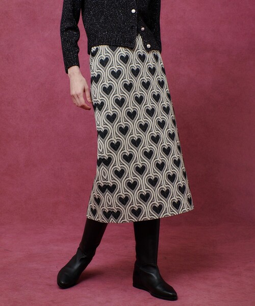 セール】【LOULOU WILLOUGHBY】NEONハートジャガードタイトスカート