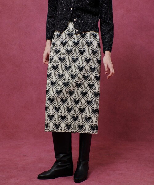セール】【LOULOU WILLOUGHBY】NEONハートジャガードタイトスカート