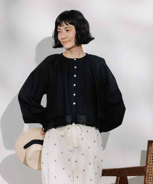 FREAK'S STORE(フリークスストア)の「インド レイヤードボリュームシャツ 限定展開(シャツ/ブラウス・レディース・オフホワイト/ブラック・フリ-)」の7枚目の写真