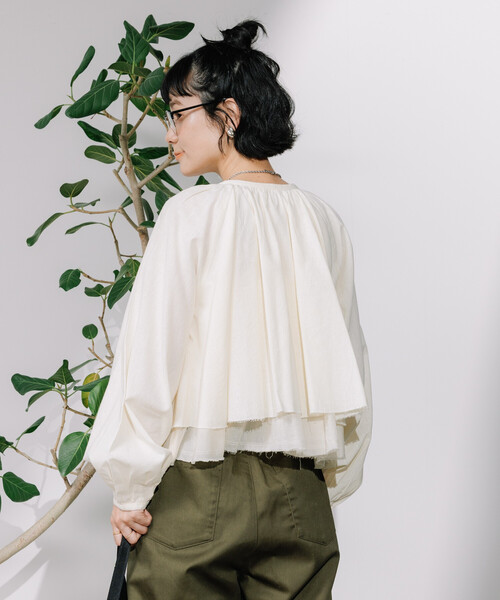 FREAK'S STORE(フリークスストア)の「インド レイヤードボリュームシャツ 限定展開(シャツ/ブラウス・レディース・オフホワイト/ブラック・フリ-)」の16枚目の写真