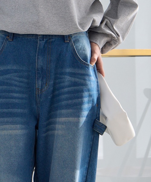 THE CRAFT CREW PRODUCTS（ザクラフトクループロダクツ）の「ヴィンテージ加工 カーブシルエットペインターデニムパンツ【THE CRAFT CREW PRODUCTS】（デニムパンツ・レディース・ワンウォッシュ/ブラック/インディゴブルー/ブルー・S/L/M）」の10枚目の写真