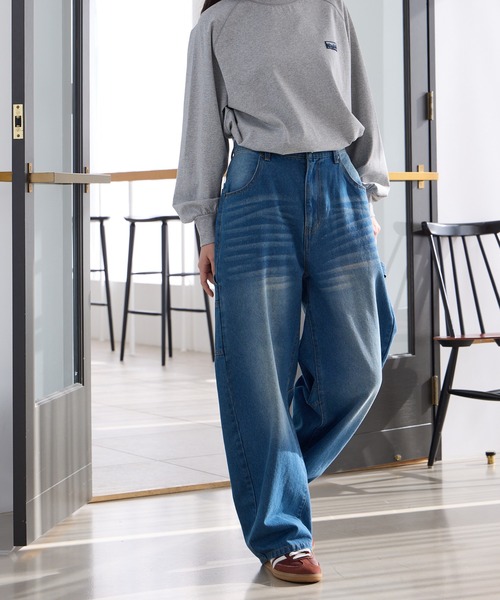 THE CRAFT CREW PRODUCTS（ザクラフトクループロダクツ）の「ヴィンテージ加工 カーブシルエットペインターデニムパンツ【THE CRAFT CREW PRODUCTS】（デニムパンツ・レディース・ワンウォッシュ/ブラック/インディゴブルー/ブルー・S/L/M）」の12枚目の写真