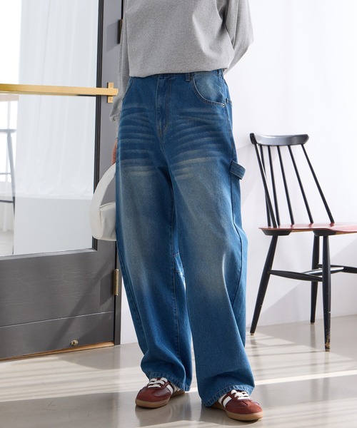 THE CRAFT CREW PRODUCTS（ザクラフトクループロダクツ）の「ヴィンテージ加工 カーブシルエットペインターデニムパンツ【THE CRAFT CREW PRODUCTS】（デニムパンツ・レディース・ワンウォッシュ/ブラック/インディゴブルー/ブルー・S/L/M）」の16枚目の写真