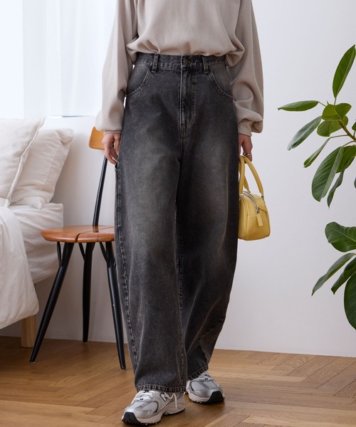 ヴィンテージ加工 カーブシルエットペインターデニムパンツ / クイック