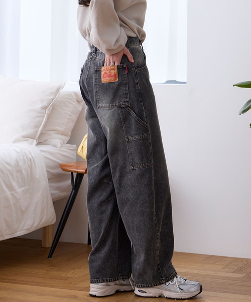 THE CRAFT CREW PRODUCTS(ザクラフトクループロダクツ)の「ヴィンテージ加工 カーブシルエットペインターデニムパンツ / クイックドライ【THE CRAFT CREW PRODUCTS】(デニムパンツ・レディース・ワンウォッシュ/ブラック/インディゴブルー/ブルー/サックスブルー/ネイビー/ブラック系/ブラウン・S/L/M)」の10枚目の写真