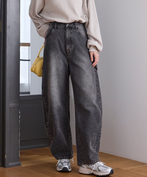 THE CRAFT CREW PRODUCTS(ザクラフトクループロダクツ)の「ヴィンテージ加工 カーブシルエットペインターデニムパンツ / クイックドライ【THE CRAFT CREW PRODUCTS】(デニムパンツ・レディース・ワンウォッシュ/ブラック/インディゴブルー/ブルー/サックスブルー/ネイビー/ブラック系/ブラウン・S/L/M)」の13枚目の写真