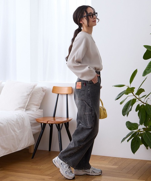 THE CRAFT CREW PRODUCTS(ザクラフトクループロダクツ)の「ヴィンテージ加工 カーブシルエットペインターデニムパンツ / クイックドライ【THE CRAFT CREW PRODUCTS】(デニムパンツ・レディース・ワンウォッシュ/ブラック/インディゴブルー/ブルー/サックスブルー/ネイビー/ブラック系/ブラウン・S/L/M)」の21枚目の写真