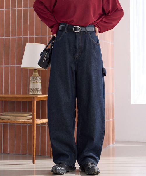 【美品】デニムパンツ ヴィンテージ加工 カーブシルエットペインターデニムパンツ / クイック