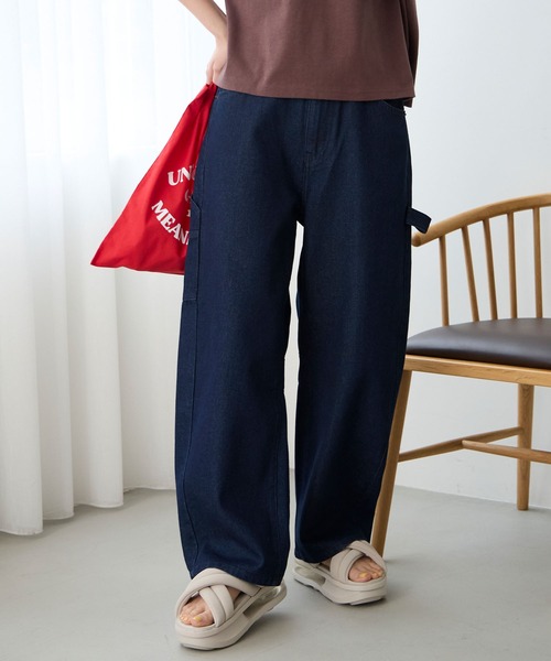 ヴィンテージ加工 カーブシルエットペインターデニムパンツ / クイック