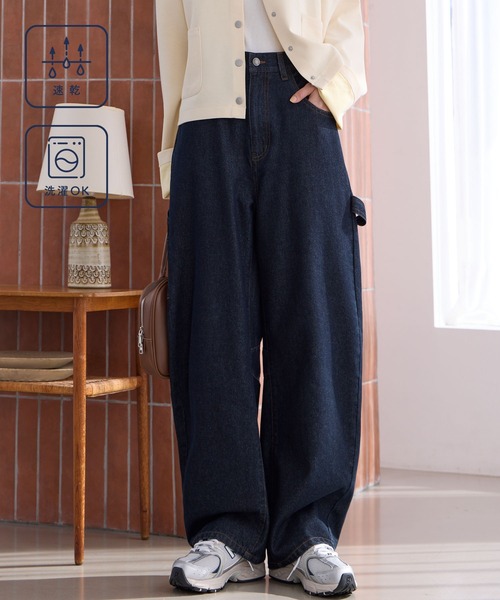 ヴィンテージ加工 カーブシルエットペインターデニムパンツ / クイック