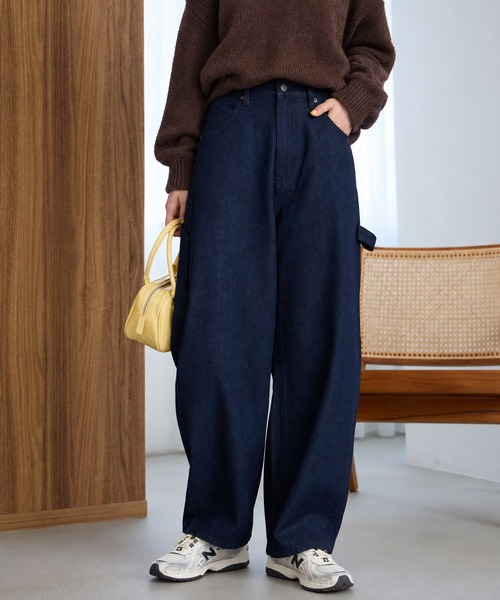 【URBAN CRAFT】ハードダメージ加工 デニムパンツ 紺 Ｌ メンズ ヴィンテージ加工 カーブシルエットペインターデニムパンツ / クイック