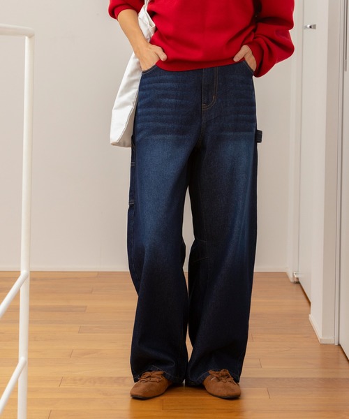 ヴィンテージ加工 カーブシルエットペインターデニムパンツ【THE CRAFT