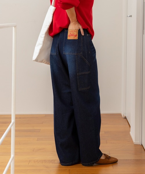 ヴィンテージ加工 カーブシルエットペインターデニムパンツ【THE