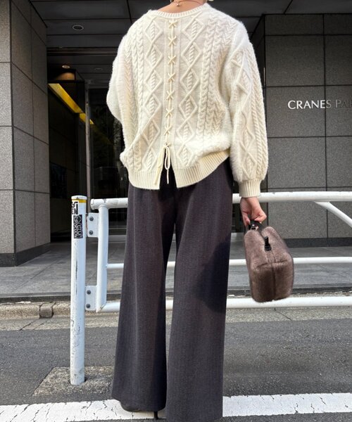 後ろ姿で惹きつける】バックレースアップニット（ニット/セーター