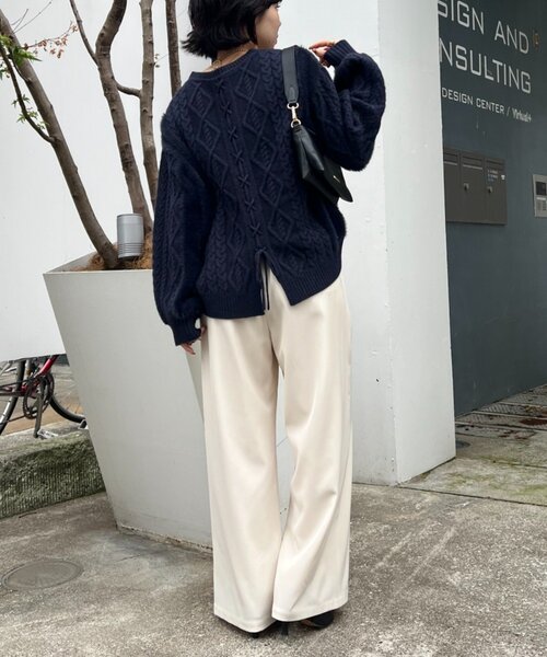 後ろ姿で惹きつける】バックレースアップニット（ニット/セーター