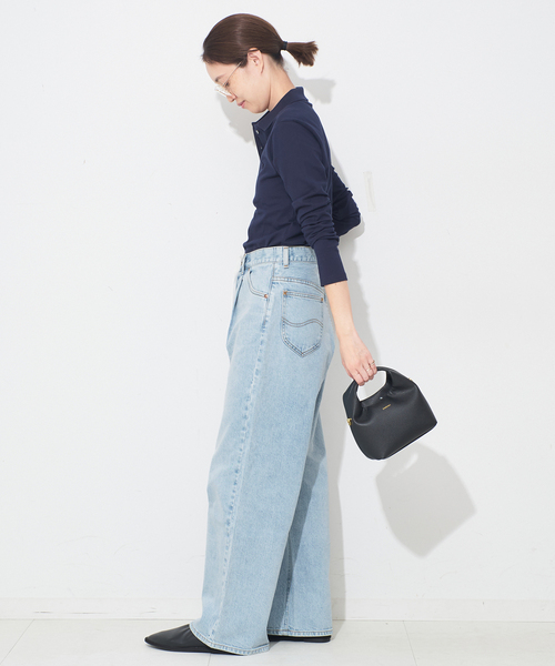Lee(リー)の「LEE/リー SLOBE別注 タックワイドデニム(デニムパンツ・レディース・サックスブルー・38/36)」の6枚目の写真