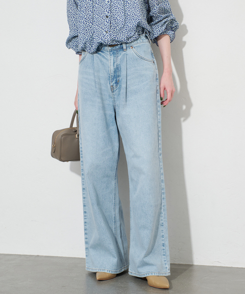 Lee(リー)の「LEE/リー SLOBE別注 タックワイドデニム(デニムパンツ・レディース・サックスブルー・38/36)」の13枚目の写真
