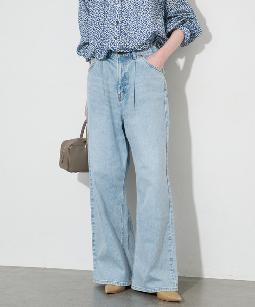 Lee(リー)の「LEE/リー SLOBE別注 タックワイドデニム(デニムパンツ・レディース・サックスブルー・38/36)」の16枚目の写真