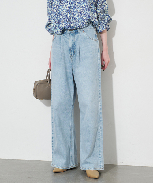 Lee(リー)の「LEE/リー SLOBE別注 タックワイドデニム(デニムパンツ・レディース・サックスブルー・38/36)」の17枚目の写真