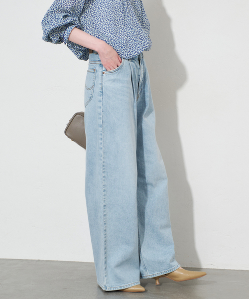 Lee(リー)の「LEE/リー SLOBE別注 タックワイドデニム(デニムパンツ・レディース・サックスブルー・38/36)」の18枚目の写真