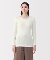 無印良品(ムジルシリョウヒン)の婦人 あったか綿 クルーネック長袖Tシャツ(インナーウェア/肌着)