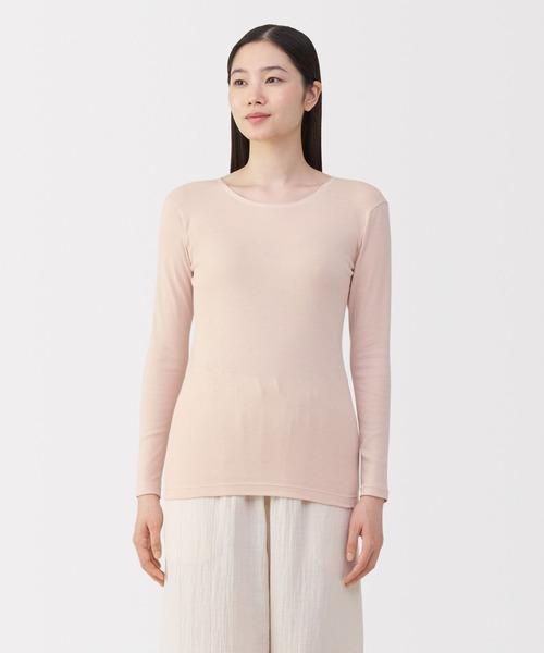 無印良品(ムジルシリョウヒン)の「婦人 あったか綿 クルーネック長袖Tシャツ(インナーウェア/肌着・レディース・ブラウン系/ライトベージュ/ブラック/オフホワイト・XL/L/M/S)」の4枚目の写真