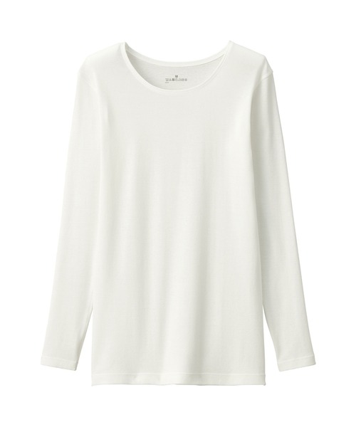 無印良品(ムジルシリョウヒン)の「婦人 あったか綿 クルーネック長袖Tシャツ(インナーウェア/肌着・レディース・ブラウン系/ライトベージュ/ブラック/オフホワイト・XL/L/M/S)」の9枚目の写真