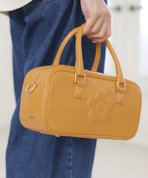 セール】スクエアエンボスデイジー 2WAYミニトート（トートバッグ