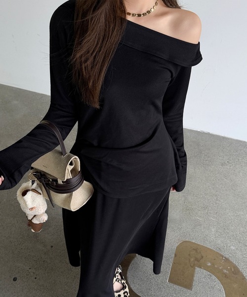 Lace Ladies(レースレディース)の「サイド リボン ペプラム ワンショルダー セットアップ(セットアップ・レディース・グレー/ブラック・FREE/S)」の9枚目の写真