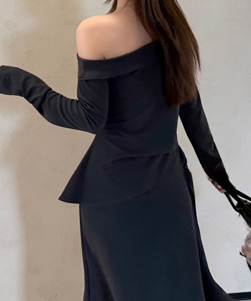 Lace Ladies(レースレディース)の「サイド リボン ペプラム ワンショルダー セットアップ(セットアップ・レディース・グレー/ブラック・FREE/S)」の12枚目の写真