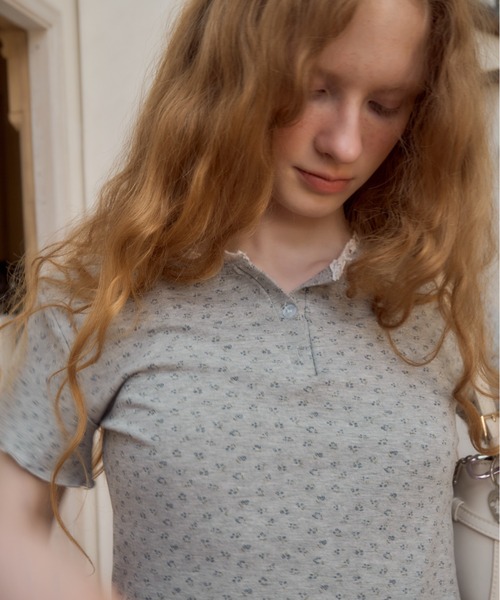 Birthday room(バースデイルーム)の「小花柄ヘンリーネックT/small floral pattern henry neck t-shirt(Tシャツ/カットソー・レディース・アイボリー/グレー/イエロー・FREE)」の21枚目の写真