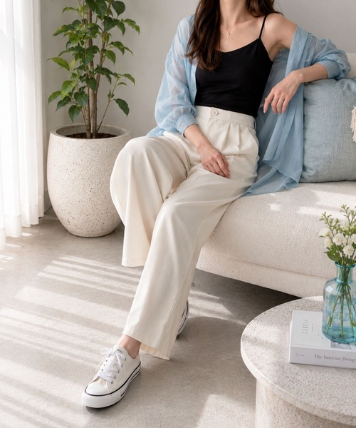 Amulet(アミュレット)の「オフィスにもデイリーにも頼れる一本 タック入りスラックスパンツ(スラックス・レディース・ブラウン/ホワイト/ベージュ/ブラック・L/S/M/XL)」の19枚目の写真