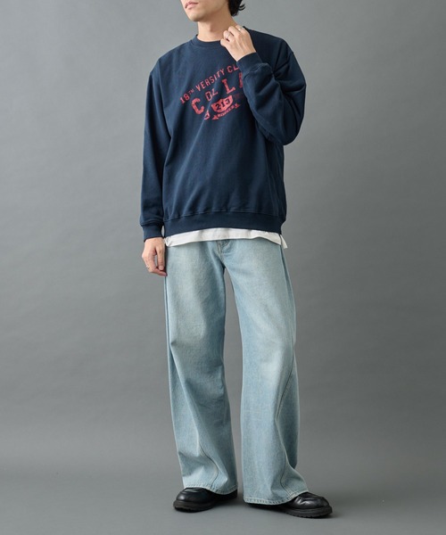 COLONY 2139（コロニートゥーワンスリーナイン）の「ヴィンテージカスレカレッジスウェット（スウェット・メンズ・アイボリー/ネイビー/チャコールグレー・LARGE/MEDIUM）」の4枚目の写真