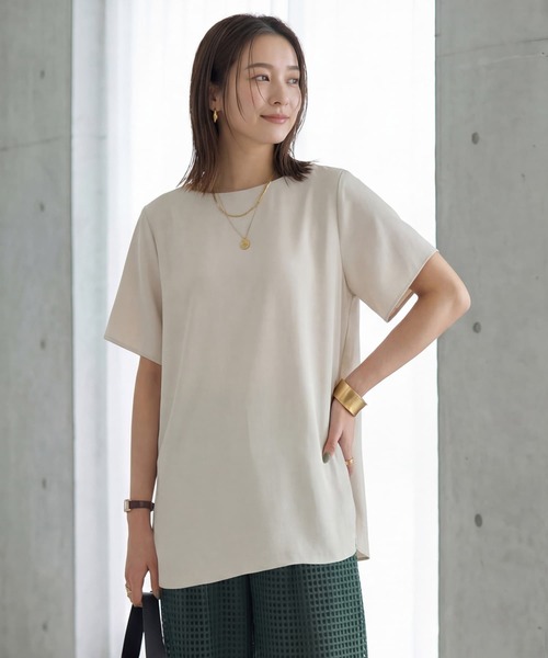 STYLE DELI(スタイルデリ)の「スルスルシンプル洗練ブラウス(シャツ/ブラウス・レディース・ブラック/ライトベージュ/ブラウン系・FREE)」の1枚目の写真