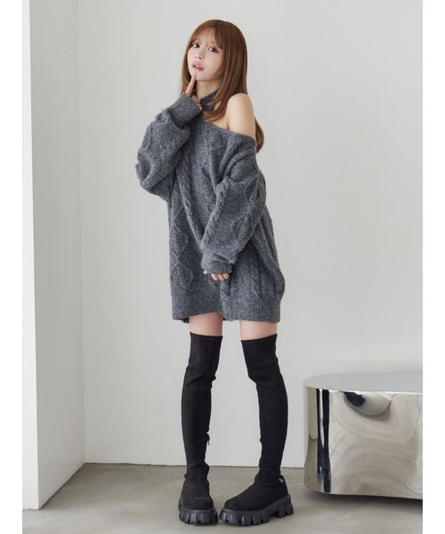 EATME（イートミー）の「E/Mスエードニーハイブーツ（ブーツ・レディース・ブラック・L/M）」の4枚目の写真