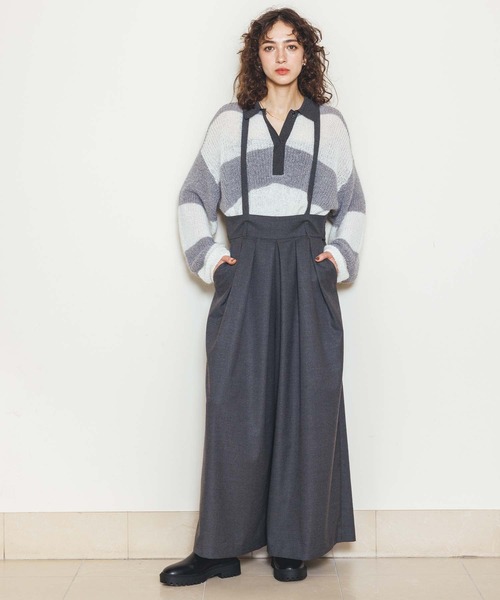 MARECHAL TERRE(マルシャルテル)の「タックワイドサロペット(その他パンツ・レディース・グレー/カーキ・FREE)」の3枚目の写真