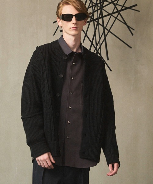 MAISON SPECIAL(]XyV)́sUNISEXt3 colors Wool Nylon Prime-Over Crew Neck Knit Cardigan/OۃE[iCvCI[o[N[lbNjbgJ[fBKyMAISON SPECIAL/]XyVz(J[fBK/{)