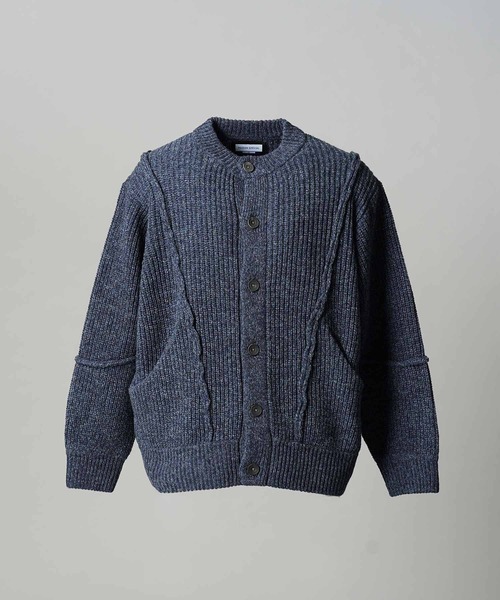 UNISEX》3 colors Wool Nylon Prime-Over Crew Neck Knit Cardigan/三