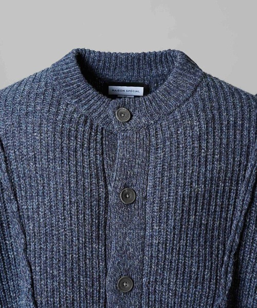 UNISEX》3 colors Wool Nylon Prime-Over Crew Neck Knit Cardigan/三