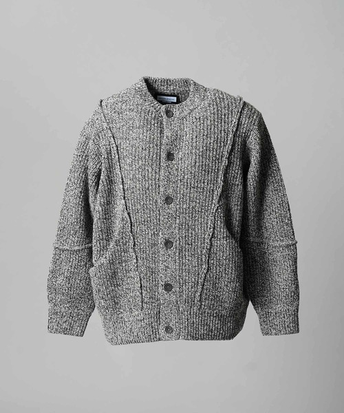 UNISEX》3 colors Wool Nylon Prime-Over Crew Neck Knit Cardigan/三