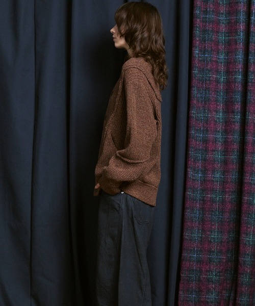 UNISEX》3 colors Wool Nylon Prime-Over Crew Neck Knit Cardigan/三